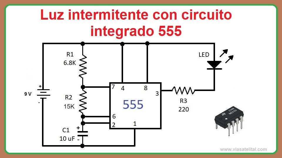 Luz intermitente con circuito 555